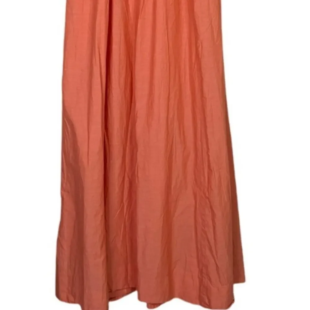J.Crew Chambray  Sleeveless Halter Tie Front Maxi Dress VNeck Lightweight Salmon